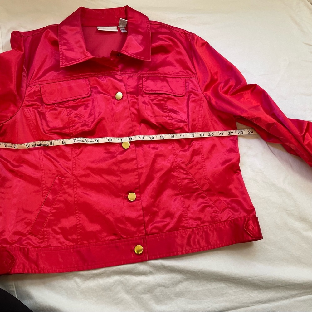 Chico’s sporty satin red long sleeve jacket size 3 - Picture 16 of 16